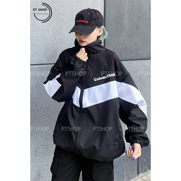 Áo Khoác dù, áo gió, áo đôi Calem.Club Đen trắng năng động chất liệu dù 2 lớp cao cấp siêu nhẹ