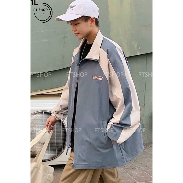 Áo khoác dù nam nữ Desire phối sọc tay siêu ngầu trẻ trung năng động