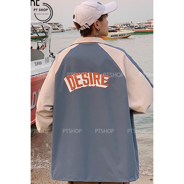 Áo khoác dù nam nữ Desire phối sọc tay siêu ngầu trẻ trung năng động