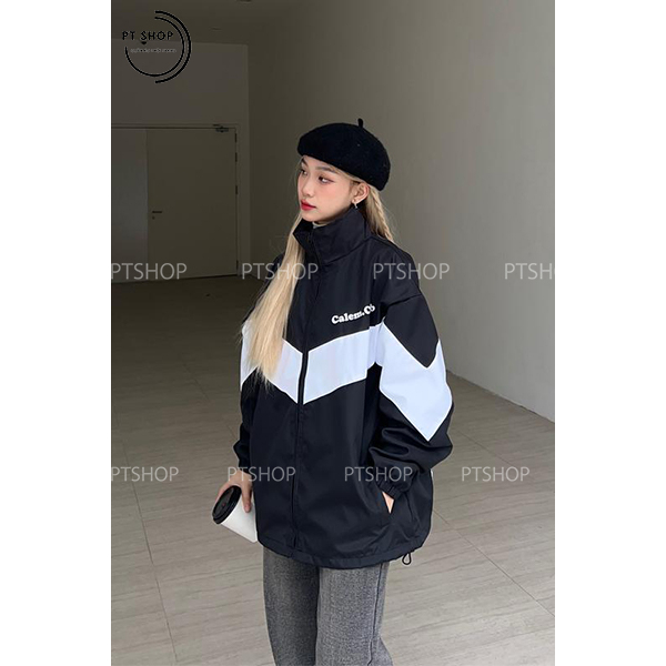Áo Khoác dù, áo gió, áo đôi Calem.Club Đen trắng năng động chất liệu dù 2 lớp cao cấp siêu nhẹ