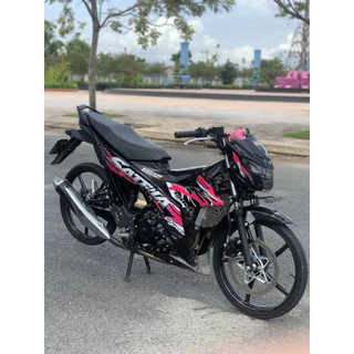 Tem Rời Satria mẫu lửa màu đen hồng trắng