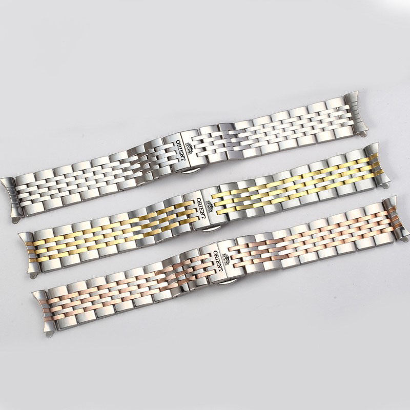 Dây Đồng Hồ Kim Loại Orient Khóa Bấm Đầu Tai Ôm