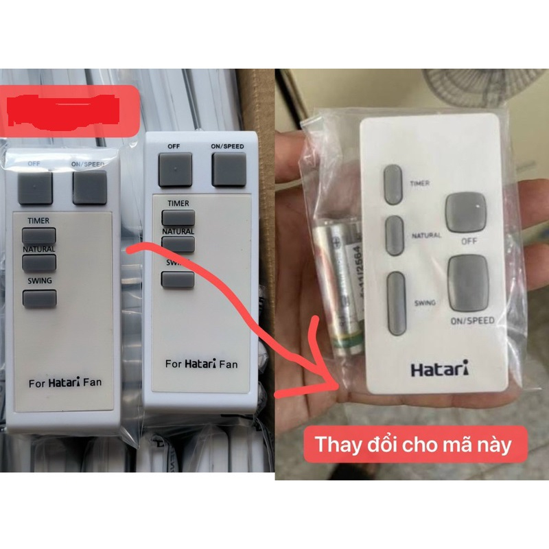 Điều khiển quạt treo tường thay thế mẫu cũ dành cho mẫu HT-W16R6, R4 tặng pin