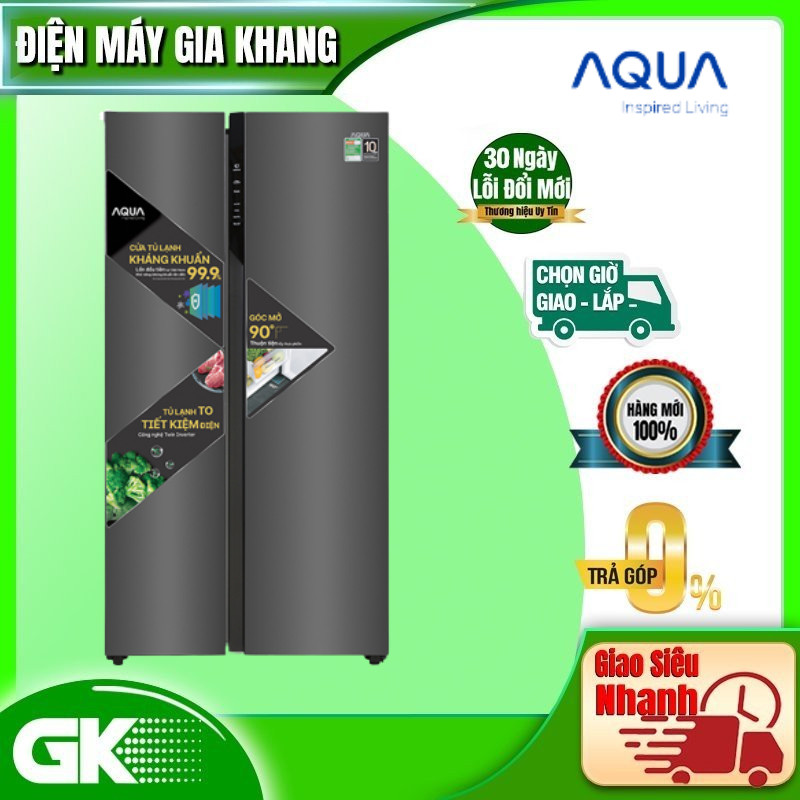 AQR-S541XA(BL)-MIỄN PHÍ CÔNG LẮP ĐẶT-Tủ lạnh Aqua Inverter 541 lít AQR-S541XA(BL) Mới 2020