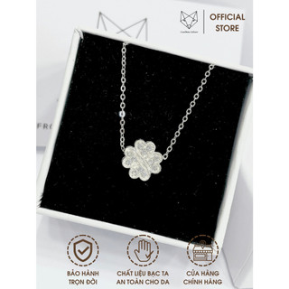 Dây Chuyền Bạc Ta CaoBac Silver Cho Nữ Mặt Đính Đá Mặt Bốn Lá Đá May Mắn