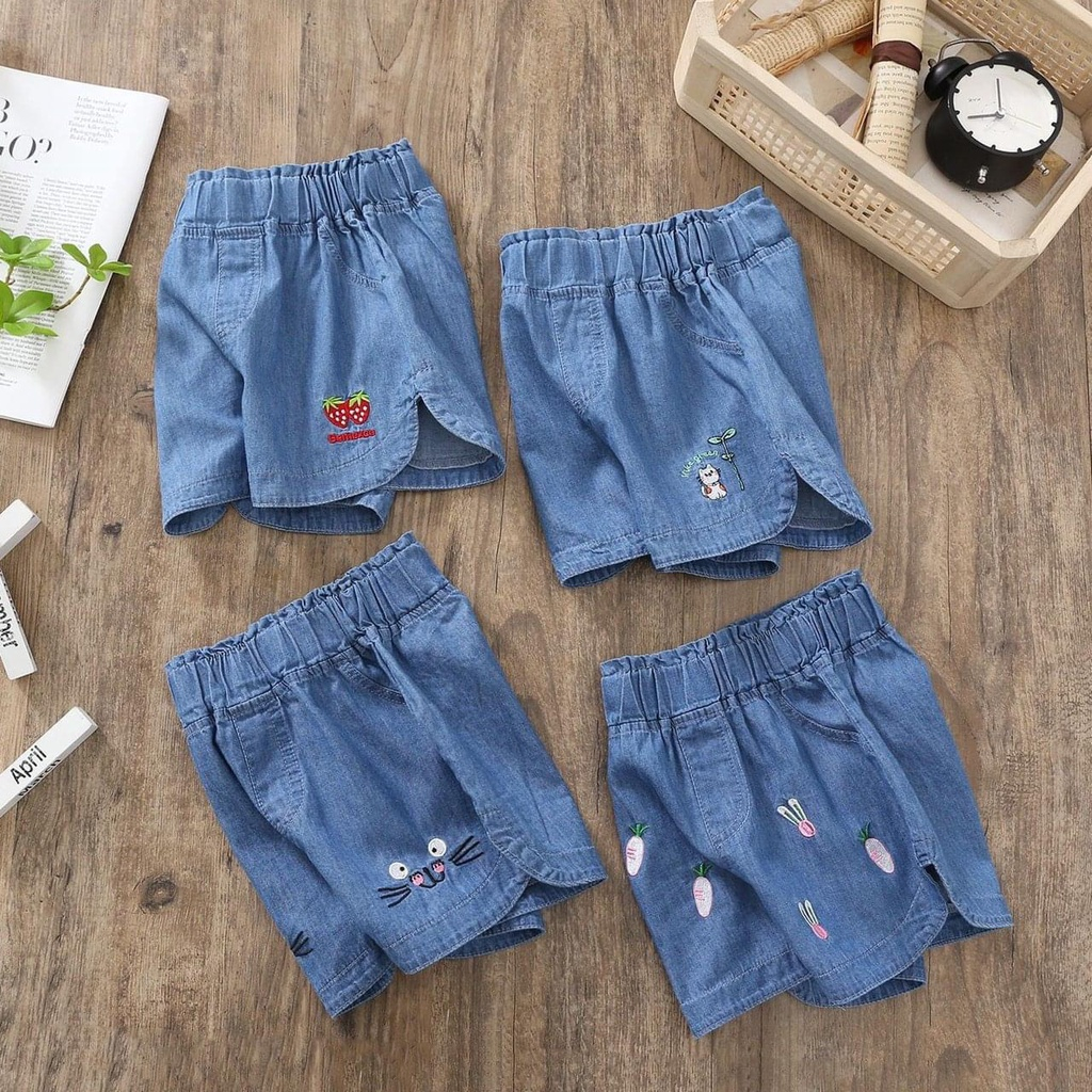 Quần áo trẻ em, Quần Sooc đùi JEAN bé gái kiểu dáng Hàn Quốc siêu dễ thương từ 10 - 40kg