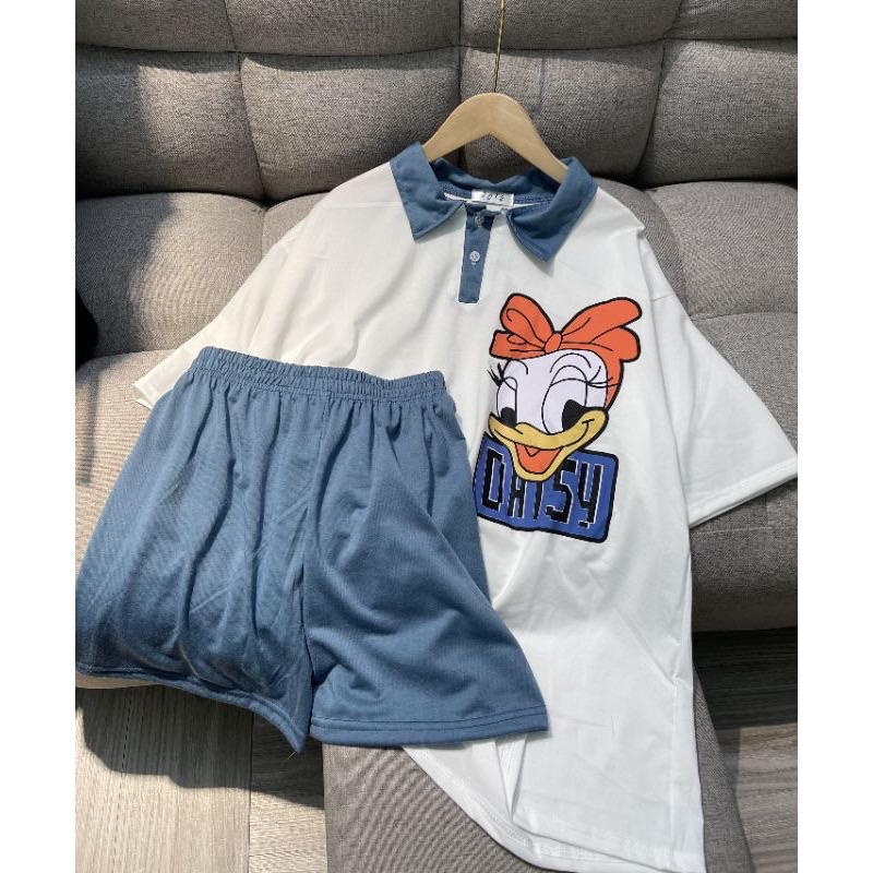 Set Áo Polo Quần Short Thun Cotton In Hoạ tiết