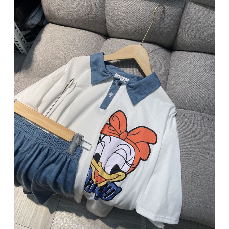 Set Áo Polo Quần Short Thun Cotton In Hoạ tiết
