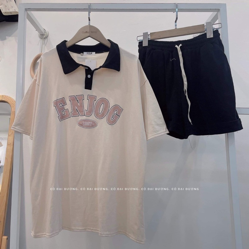 Set Áo Polo Quần Short Thun Cotton In Hoạ tiết