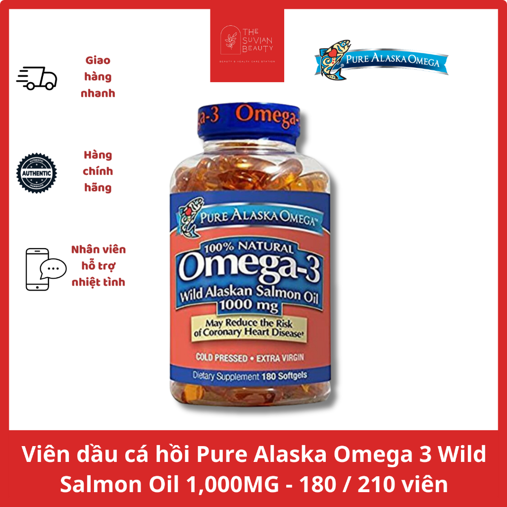 Viên dầu cá hồi Pure Alaska Omega 3 Wild Salmon Oil 1,000MG