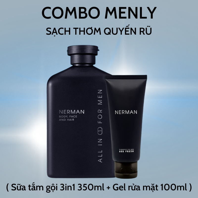 Nerman Sữa Tắm Nam, Sữa Rửa Mặt, Son Dưỡng, Combo Mỹ Phẩm Dành Cho Nam Giới. Combo Quà Tặng Cho Bạn Nam Hàng Chính Hãng