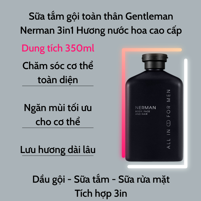Nerman Sữa Tắm Nam, Sữa Rửa Mặt, Son Dưỡng, Combo Mỹ Phẩm Dành Cho Nam Giới. Combo Quà Tặng Cho Bạn Nam Hàng Chính Hãng