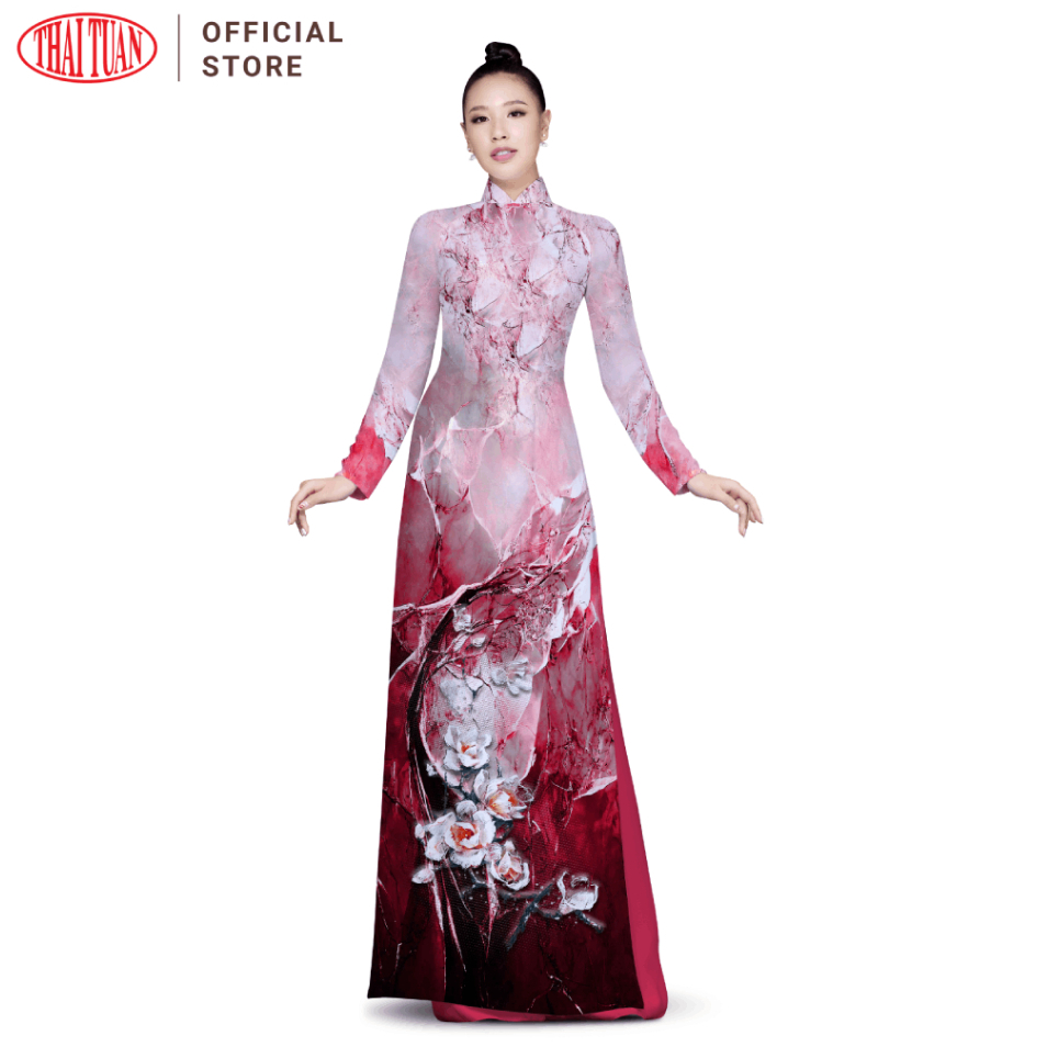 Vải Áo Dài Thái Tuấn Sắc Phương Nam In Hoa Văn Màu Xanh | ASBR533-241-HB1