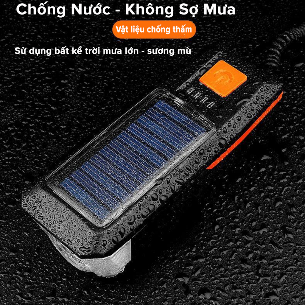 [Màu Xanh] Đèn Xe Đạp Sạc Năng Lượng Mặt Trời Cổng USB Đèn Còi Xe Đạp Chuông 5 Âm Thanh 3 Chế Độ Sáng Chính Hãng Amalife