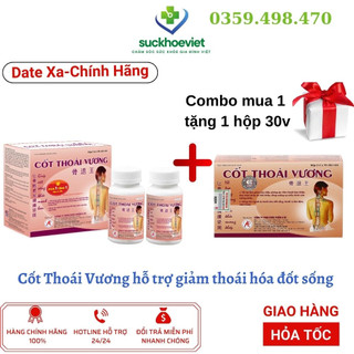 [TẶNG kèm hộp 30v] Cốt Thoái Vương Hỗ trợ xương khớp, thoái hóa, đau vai gáy hộp 180 viên