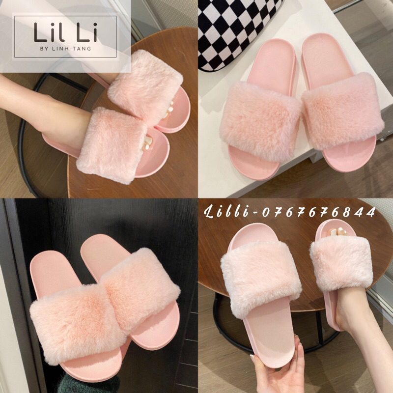 Dép quai ngang lông xù cao cấp có bigsize 36-41, Women Furry Slides Fuzzy Slippers Fluffy Sandals