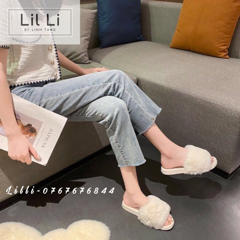 Dép quai ngang lông xù cao cấp có bigsize 36-41, Women Furry Slides Fuzzy Slippers Fluffy Sandals