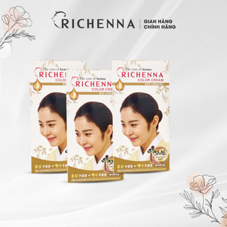 COMBO 3 hộp Nhuộm phủ bạc Hàn Quốc Richenna Hi-speedy Color Nhân Sâm -  Nâu hạt dẻ sáng