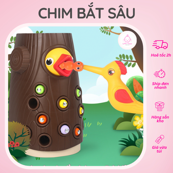 Đồ Chơi Giáo Dục Trẻ Em Thông Minh Bộ Chim Gõ Kiến Bắt Sâu Cho Bé Phát Triển Trí Tuệ