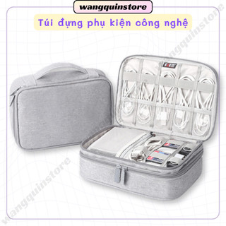 Túi phụ kiện điện thoại, túi công nghệ 1 ngăn, 2 ngăn chuyên dụng đựng bộ sạc macbook, dây cáp sạc, pin dự phòng