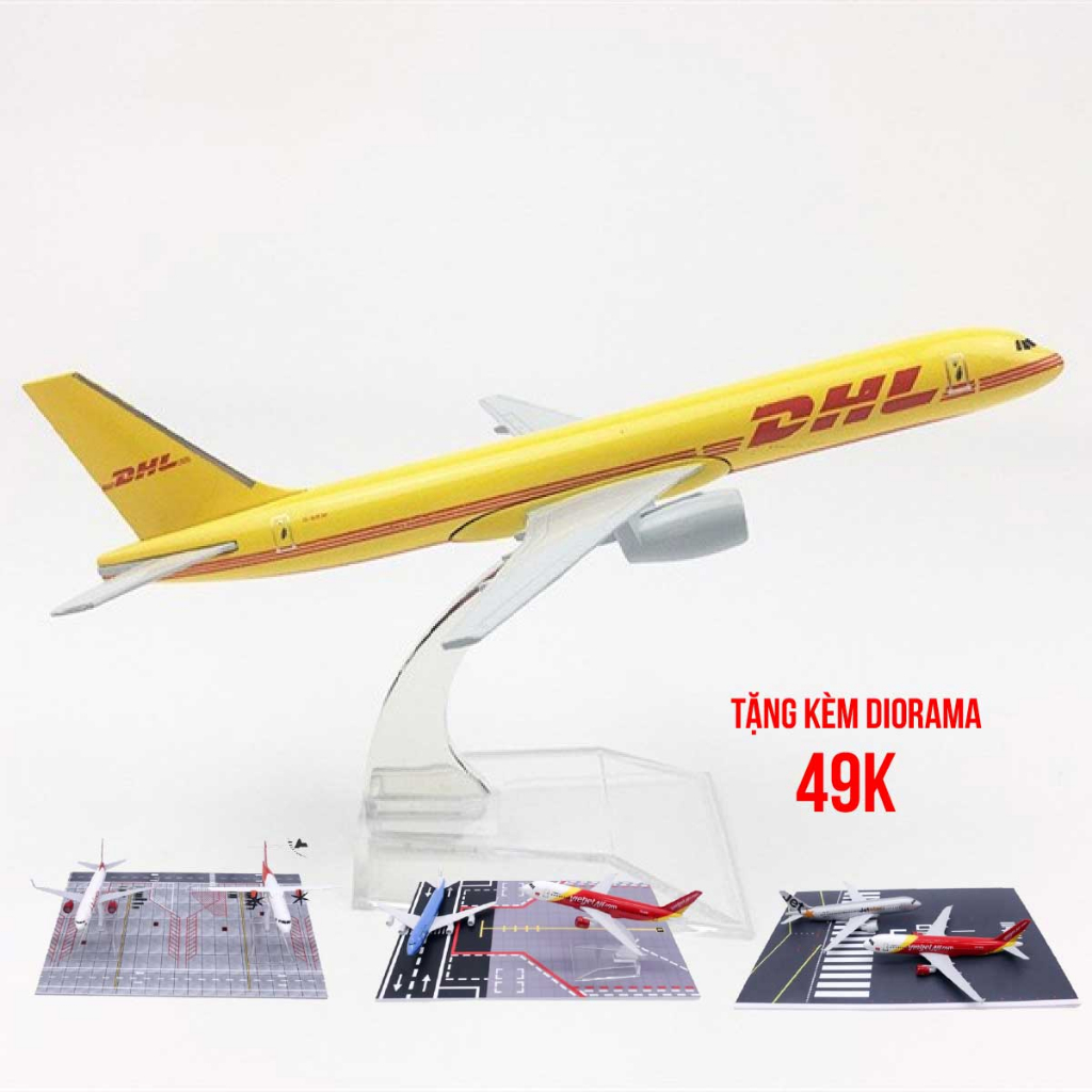 Mô hình máy bay vận chuyển DHL Airlines Boeing B757 16cm MB16037