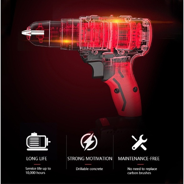 Máy Khoan Pin BOSCH Không chổi than - Có búa - Khoan 3 chức năng 13mm - Khoan Pin Makita 288V Tặng kèm bộ