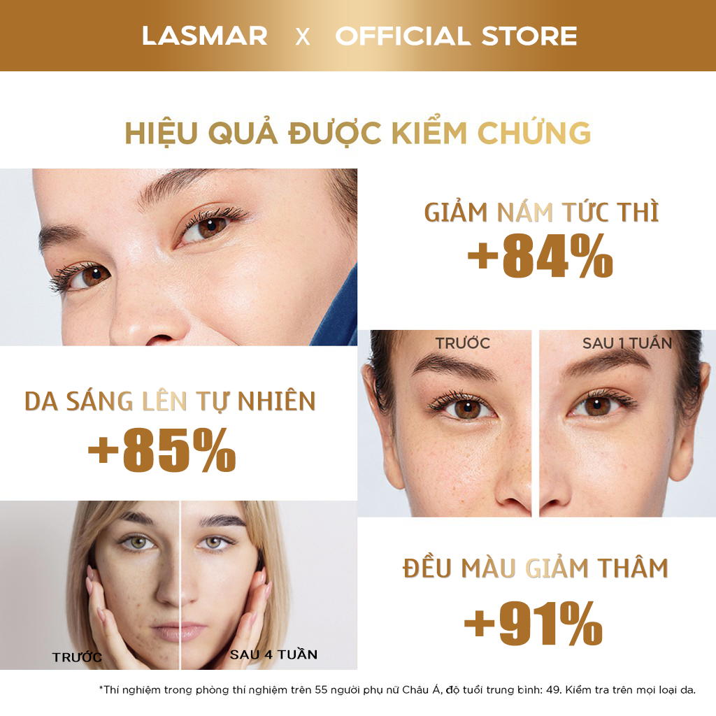 Combo 3 Kem Nám Ban Ngày, Đêm Lasmar và Serum Lasmar Hỗ Trợ Mờ Nám Da, Sáng Da, Mờ Tàn Nhang Lâu Năm 30g