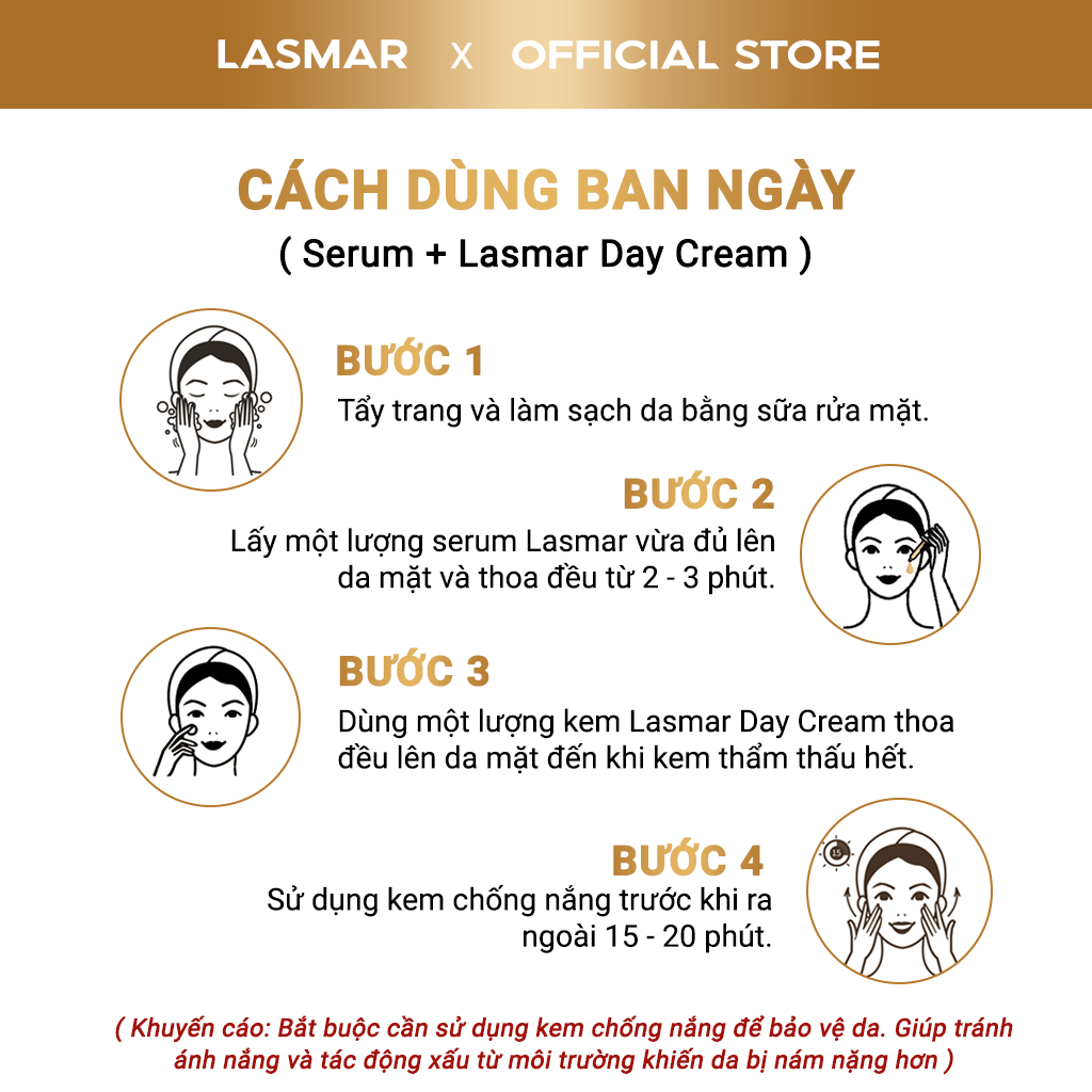 Combo 3 Kem Nám Ban Ngày, Đêm Lasmar và Serum Lasmar Hỗ Trợ Mờ Nám Da, Sáng Da, Mờ Tàn Nhang Lâu Năm 30g