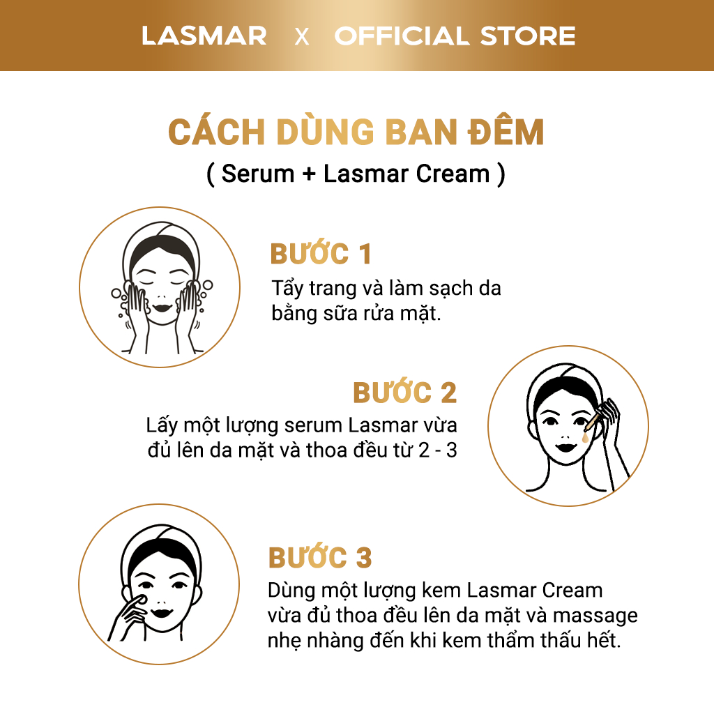 Combo 3 Kem Nám Ban Ngày, Đêm Lasmar và Serum Lasmar Hỗ Trợ Mờ Nám Da, Sáng Da, Mờ Tàn Nhang Lâu Năm 30g