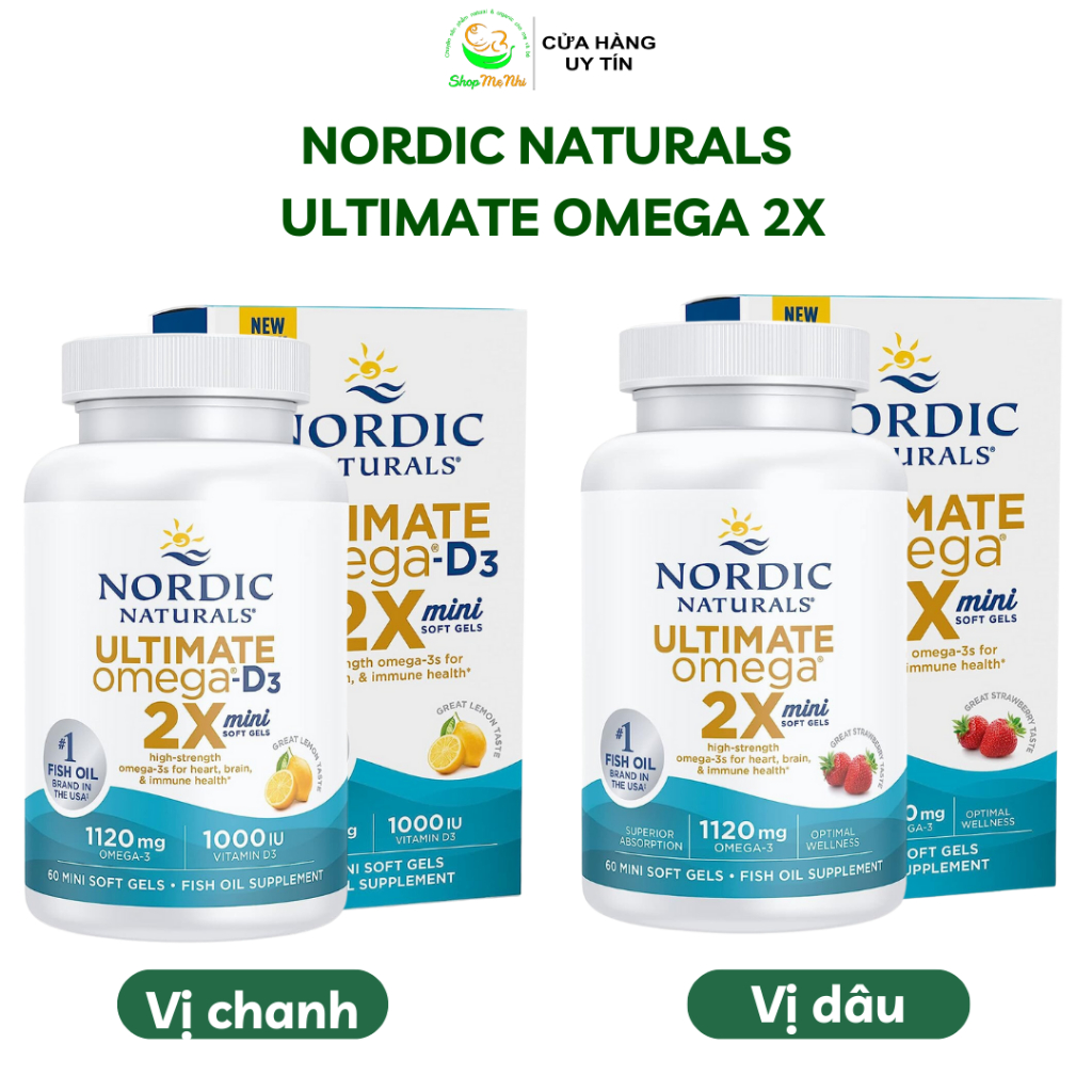 Viên uống Omega hàm lượng cao Nordic Naturals Ultimate Omega D3 2x mini soft gel 60 viên.