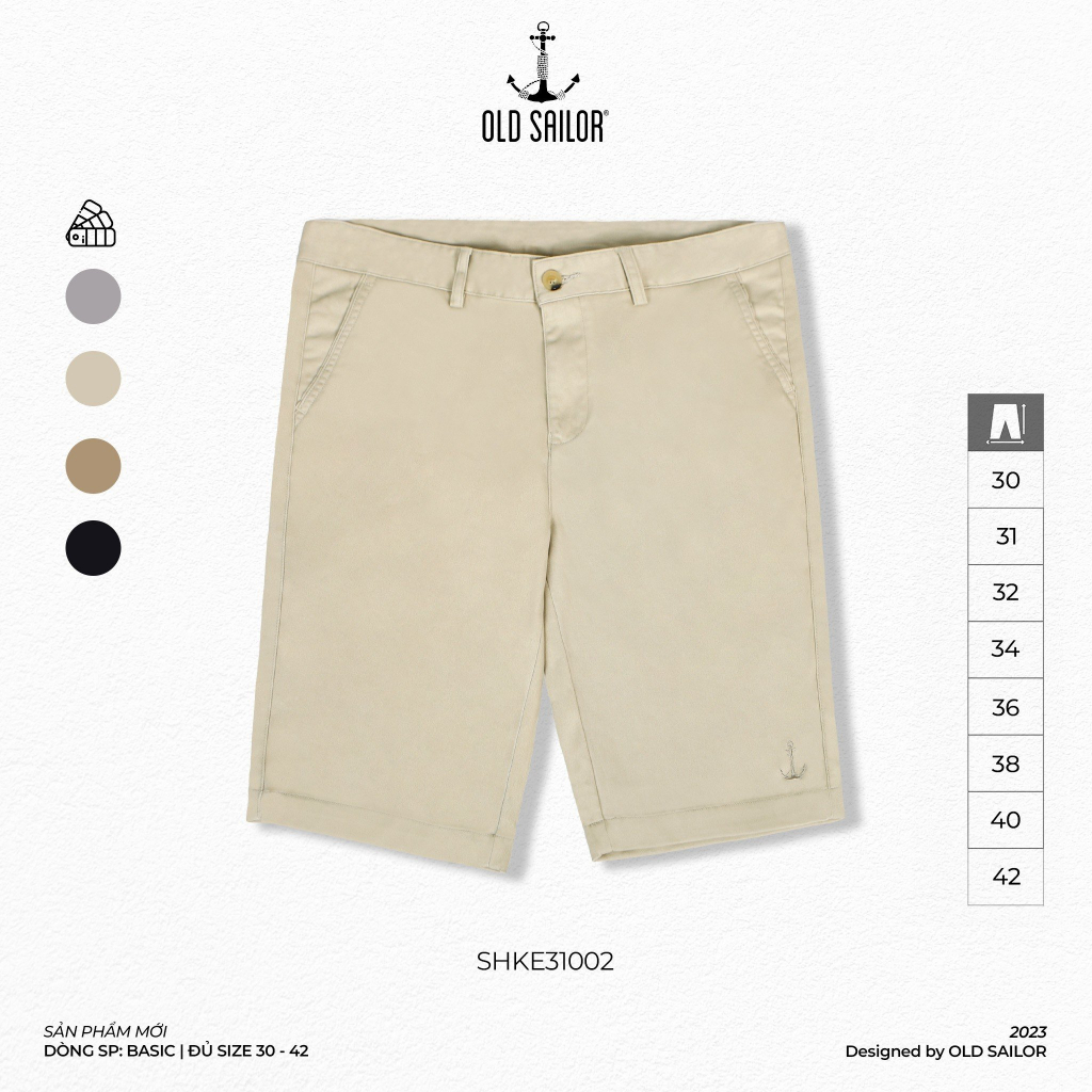 Quần lửng kaki nam Old Sailor - O.S.L BASIC KAKI SHORT - 31002 - Big size upto 40