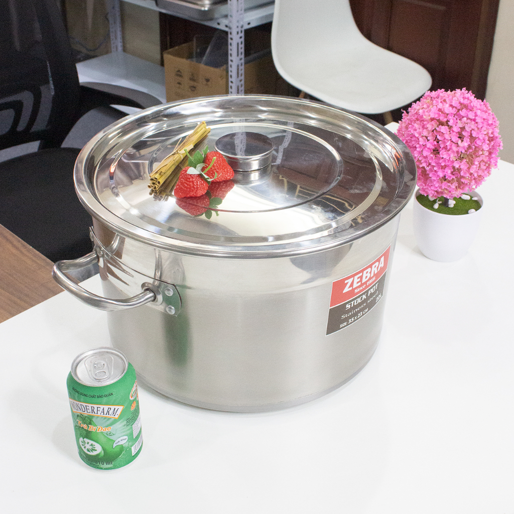 Nồi inox thấp 35cm đáy dày - 23L