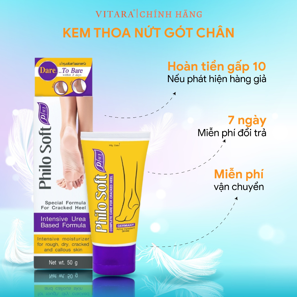 Kem thoa nứt gót chân Philosoft Plus Cream làm lành vết nứt, da chết và ngăn ngừa mồ hôi chân 50g Thái Lan