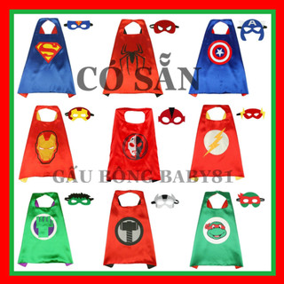 Áo choàng siêu nhân kèm mặt nạ cho bé, áo choàng người nhện hoá trang spiderman, siêu anh hùng, người khổng lồ