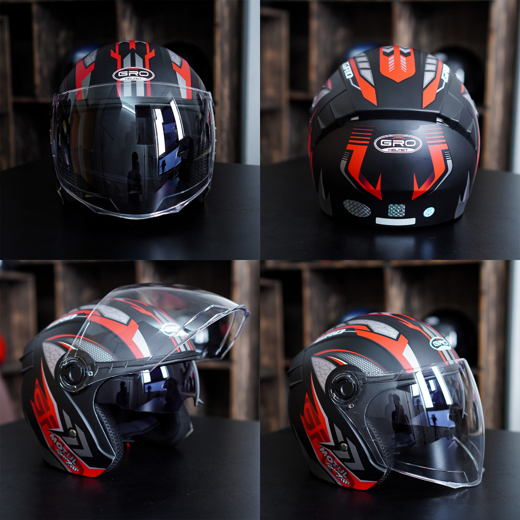 Mũ Bảo Hiểm 3/4 đầu GRO Helmet, thiết kế 2 kính tiện lợi, khóa kim loại chắc chắn - Nhiều màu