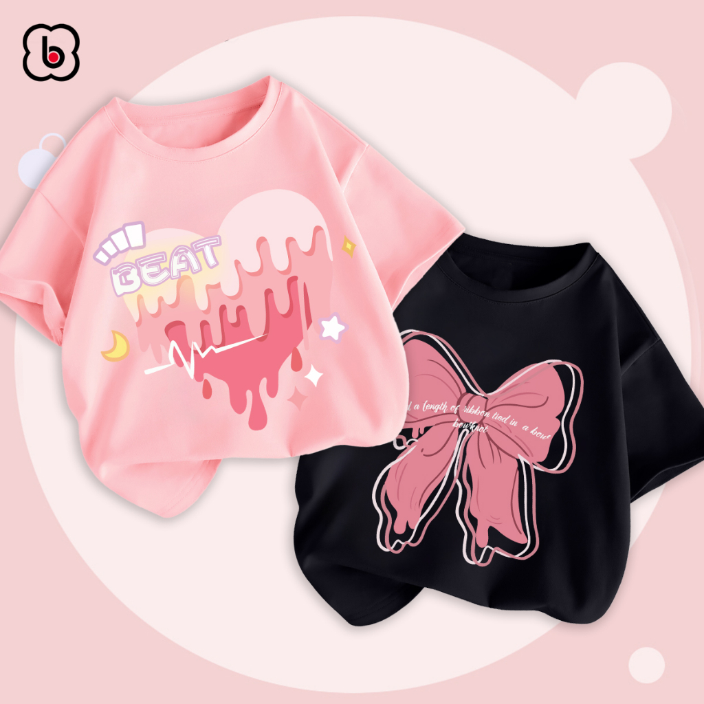 Áo thun bé gái BabyloveGO mẫu mới 2023 áo ngắn tay chất cotton mềm mịn thoáng mát in hình cute dễ thương cho bé