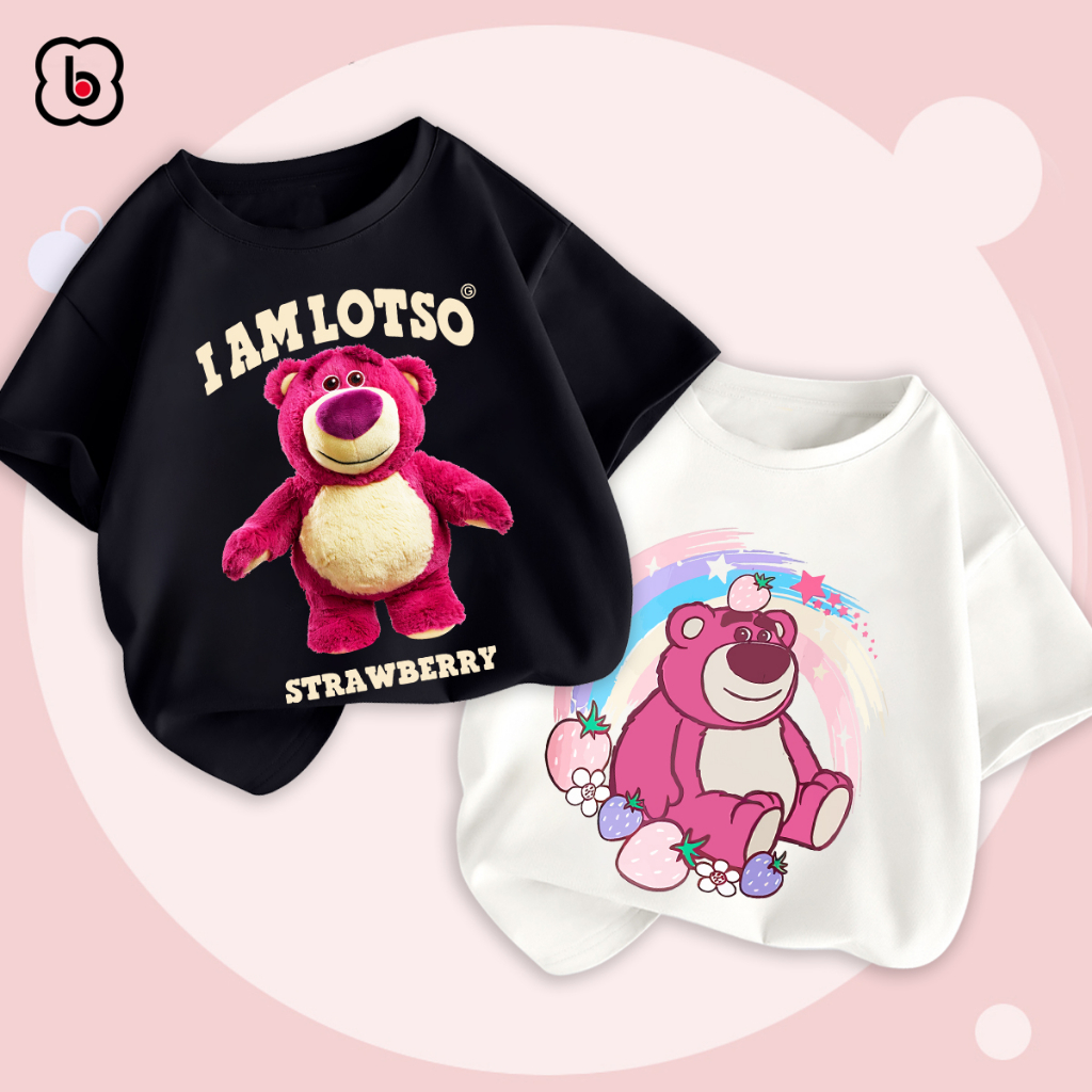 Áo thun bé gái BabyloveGO áo phông cộc tay chất cotton mềm mịn thoáng mát in hình gấu Lotso