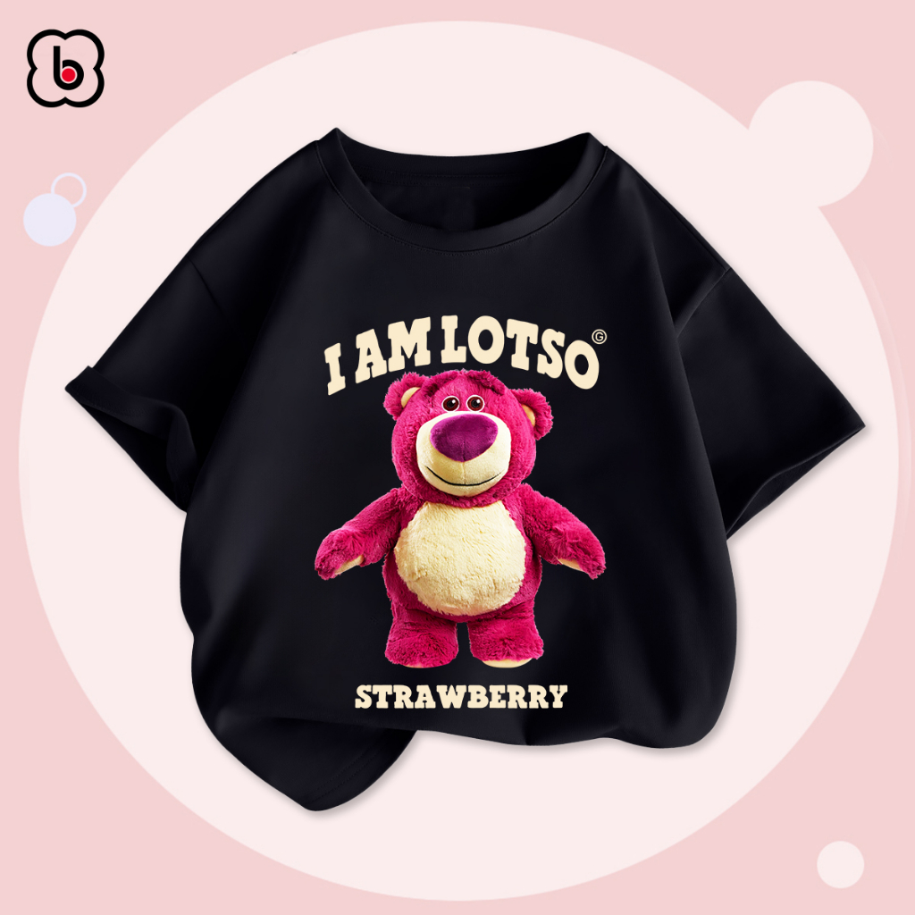 Áo thun bé gái BabyloveGO áo phông cộc tay chất cotton mềm mịn thoáng mát in hình gấu Lotso