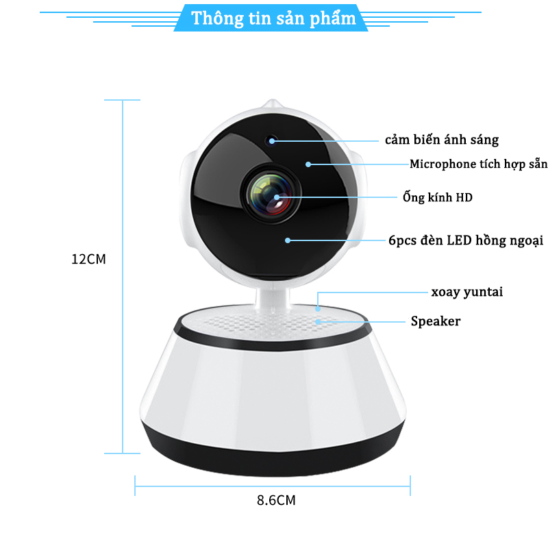 V380 PRO Bảo hành 3 năm Camera WI-FI Q1 1080P Trong nhà, Quay Quét 360 Độ, Đàm Thoại 2 Chiều máy ảnh nhà