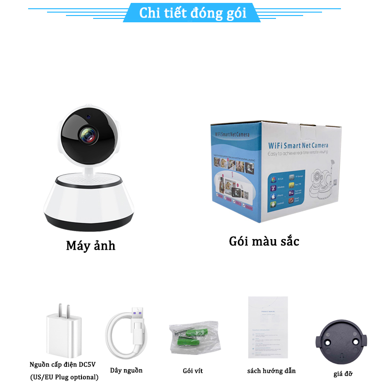V380 PRO Bảo hành 3 năm Camera WI-FI Q1 1080P Trong nhà, Quay Quét 360 Độ, Đàm Thoại 2 Chiều máy ảnh nhà