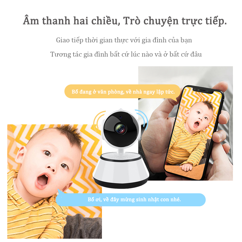 V380 PRO Bảo hành 3 năm Camera WI-FI Q1 1080P Trong nhà, Quay Quét 360 Độ, Đàm Thoại 2 Chiều máy ảnh nhà