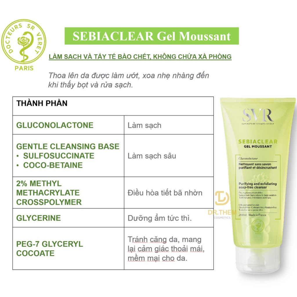 Sữa Rửa Mặt SVR Cho Da Dầu Mụn - SVR Sebiaclear Gel Moussant 200ml,400ml Loại Bỏ Tế Bào Da Chết | BigBuy360 - bigbuy360.vn