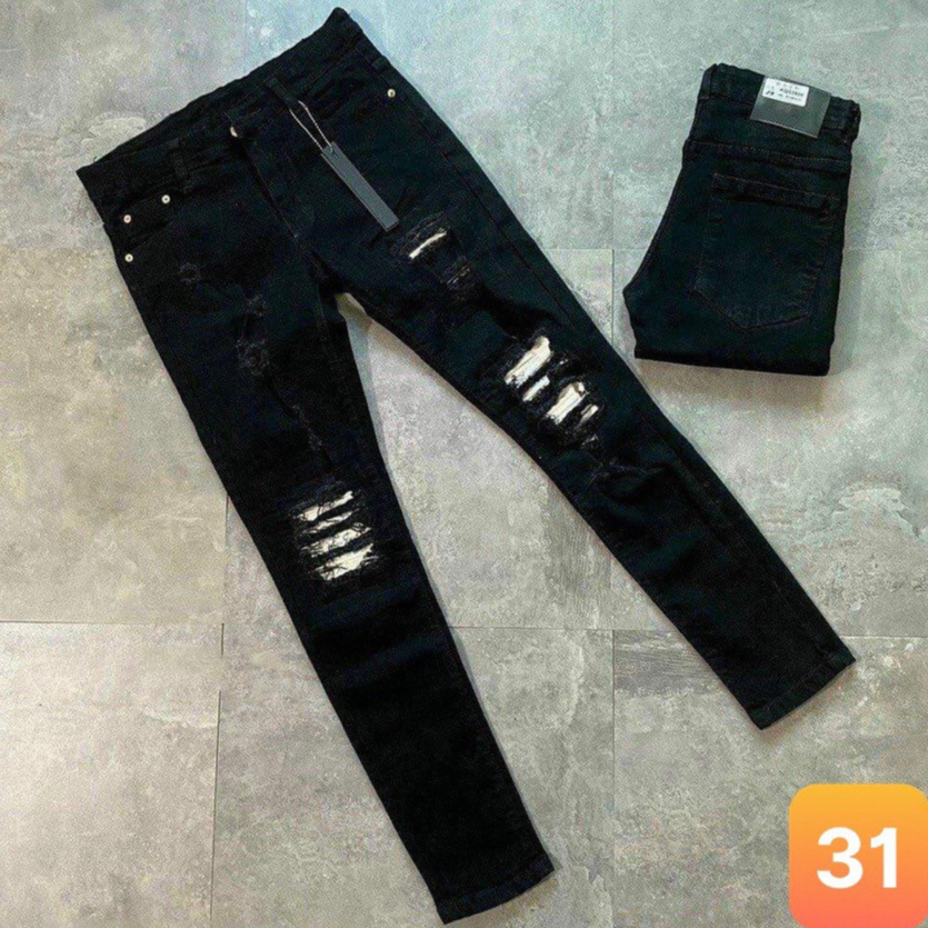 Quần jeans nam vá da boy phố rách gối màu xám đen chất liệu bò co dãn 4 chiều form dáng skinny đẹp lavado Q30 mẫu mới