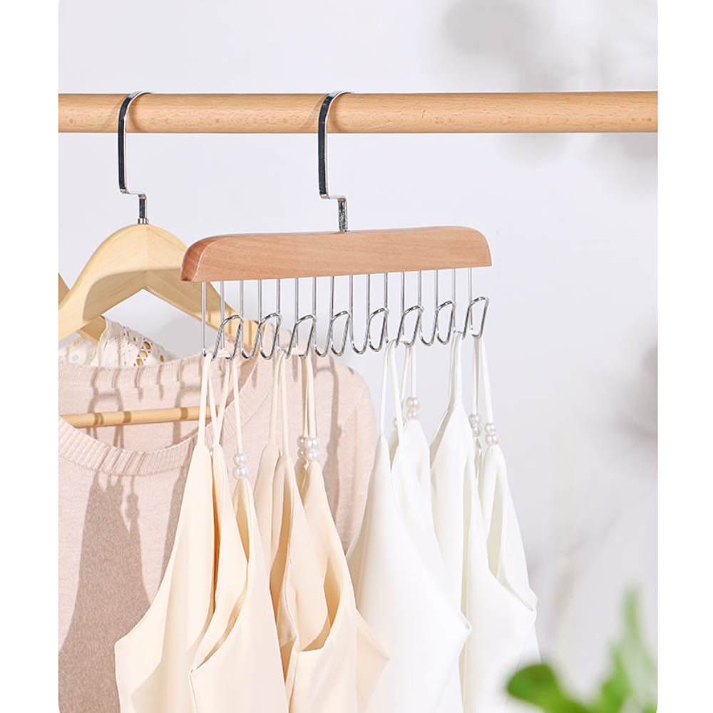 Móc Gỗ Treo Đồ Lót, Khăn , Thắt Lưng, Cà Vạt, Áo 2 Dây Đa Năng Tiện Dụng Cho Mọi Gia Đình