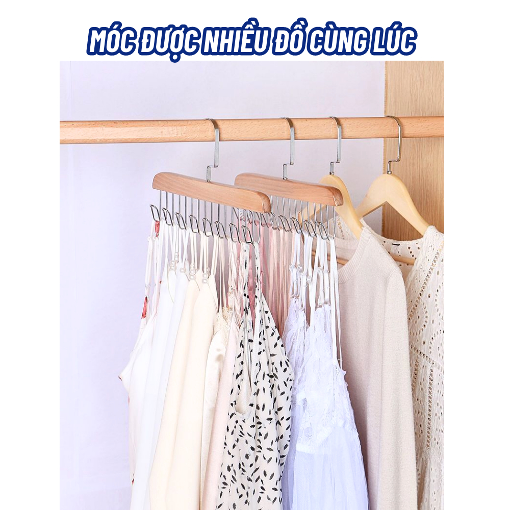 Móc Gỗ Treo Đồ Lót, Khăn , Thắt Lưng, Cà Vạt, Áo 2 Dây Đa Năng Tiện Dụng Cho Mọi Gia Đình