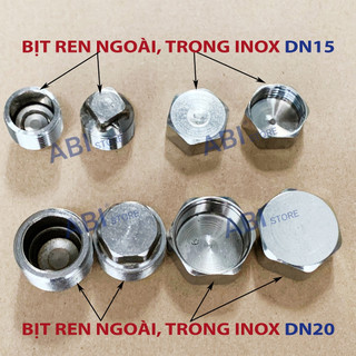 Bịt ren trong inox 21, 27, nút bịt ren ngoài dn15, dn20