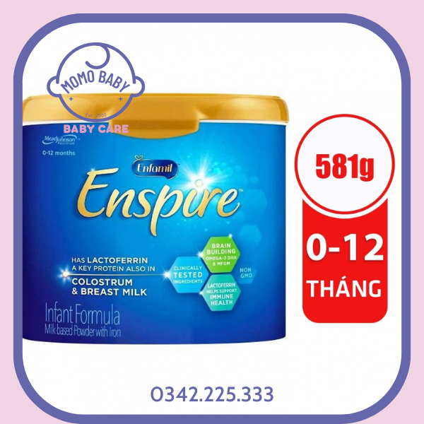 Sữa Enfamil Enspire Infant Formula 581g hộp nhựa (0-12 tháng)