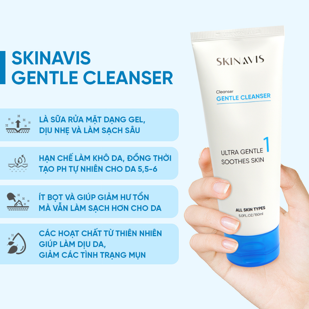 Sữa rửa mặt Skinavis Gentle Cleanser - Sữa rửa mặt làm sạch sâu dịu nhẹ