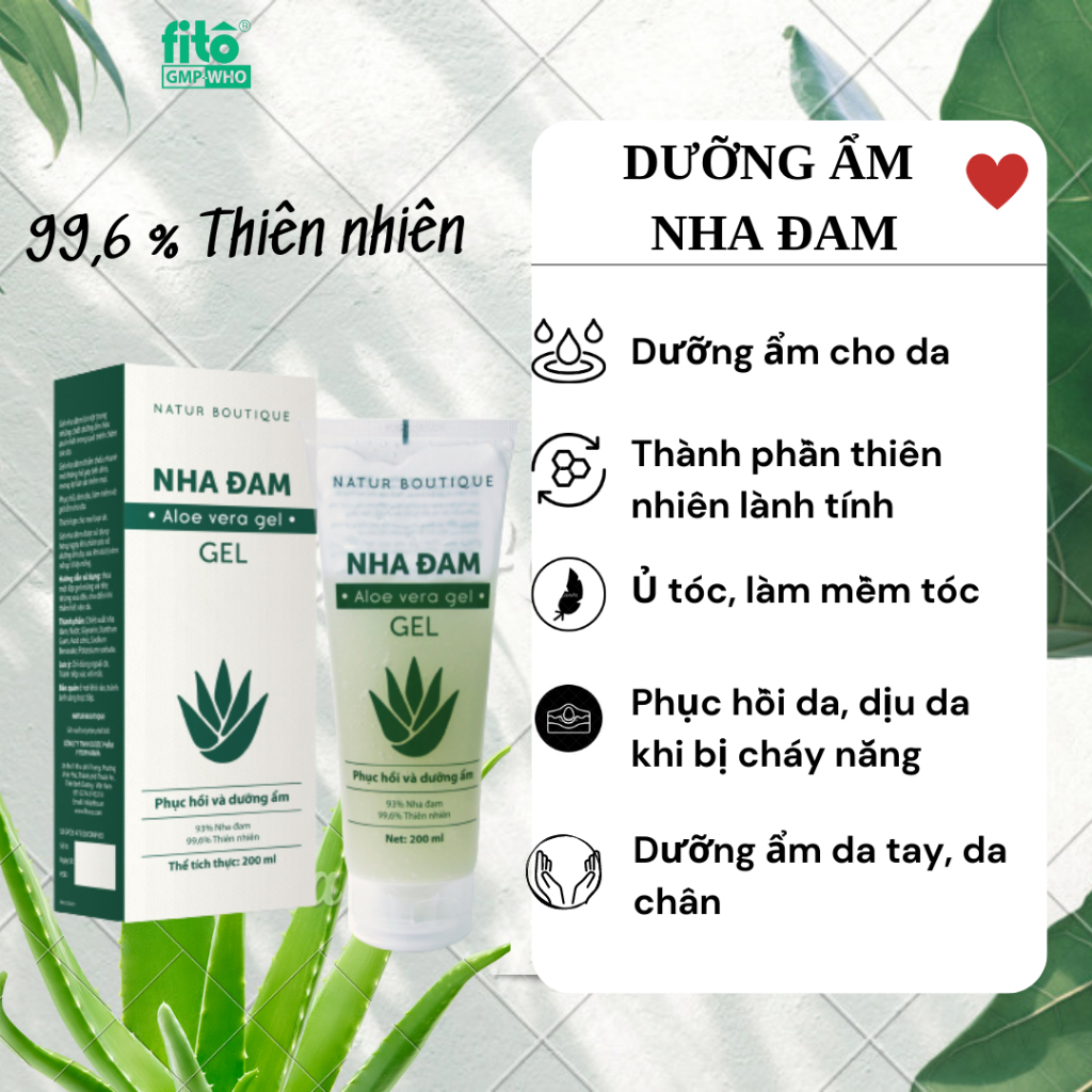 Gel Dưỡng Ẩm Nha Đam giữ ẩm da, mềm da, làm dịu da Dung tích 200ml - Fitopharma
