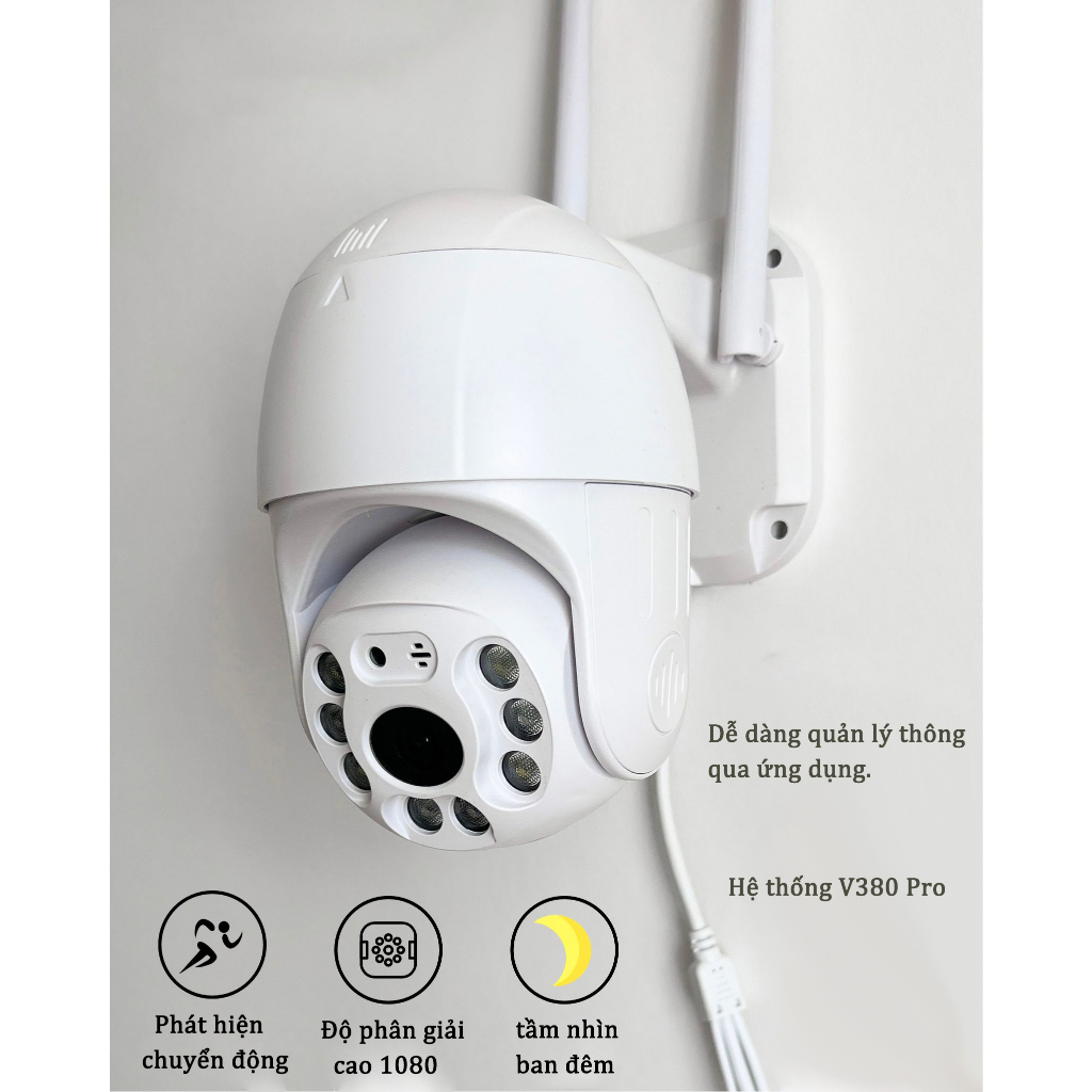 V380 PRO Bảo hành 3 năm Camera ngoài trời-xoay Full HD 360-chống mưa-ban đêm có màu